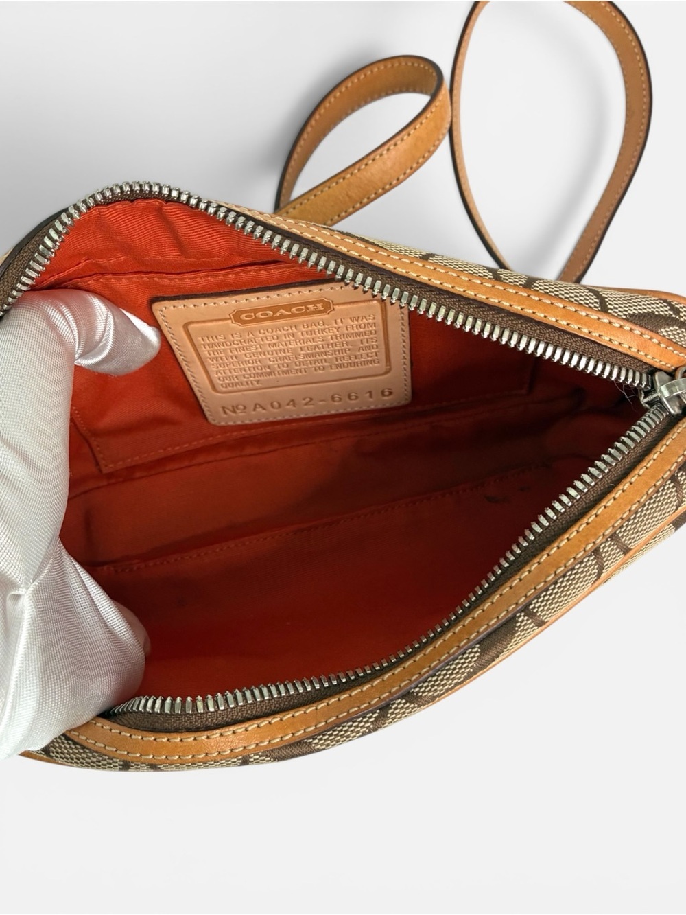 Coach Brown Signature Canvas Crossbody with Tan Leather Trim - Picture 8 of 9